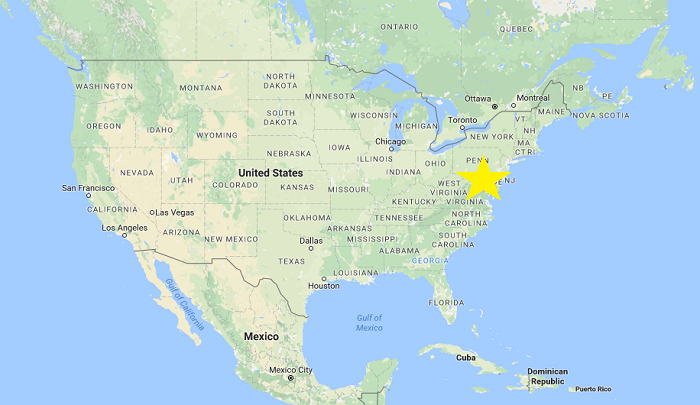 US map with DC star