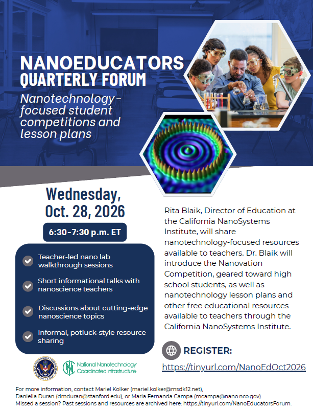 NanoEducators Quarterly Forum flyer
